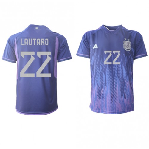 Argentyna Lautaro Martinez #22 Koszulka Wyjazdowych MŚ 2022 Krótki Rękaw